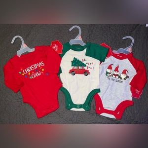 BNWT Set of 3 Long Sleeve Christmas Onsies